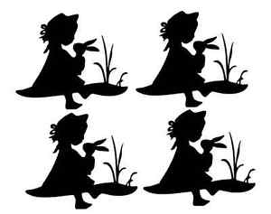 300x237 9 Easter Girl With Bunny Rabbit Silhouette Die Cut Embelishment