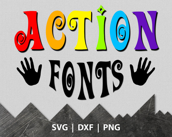 570x453 Cuttable Font Svg, Action Font Monogram, Vector Designs, Files