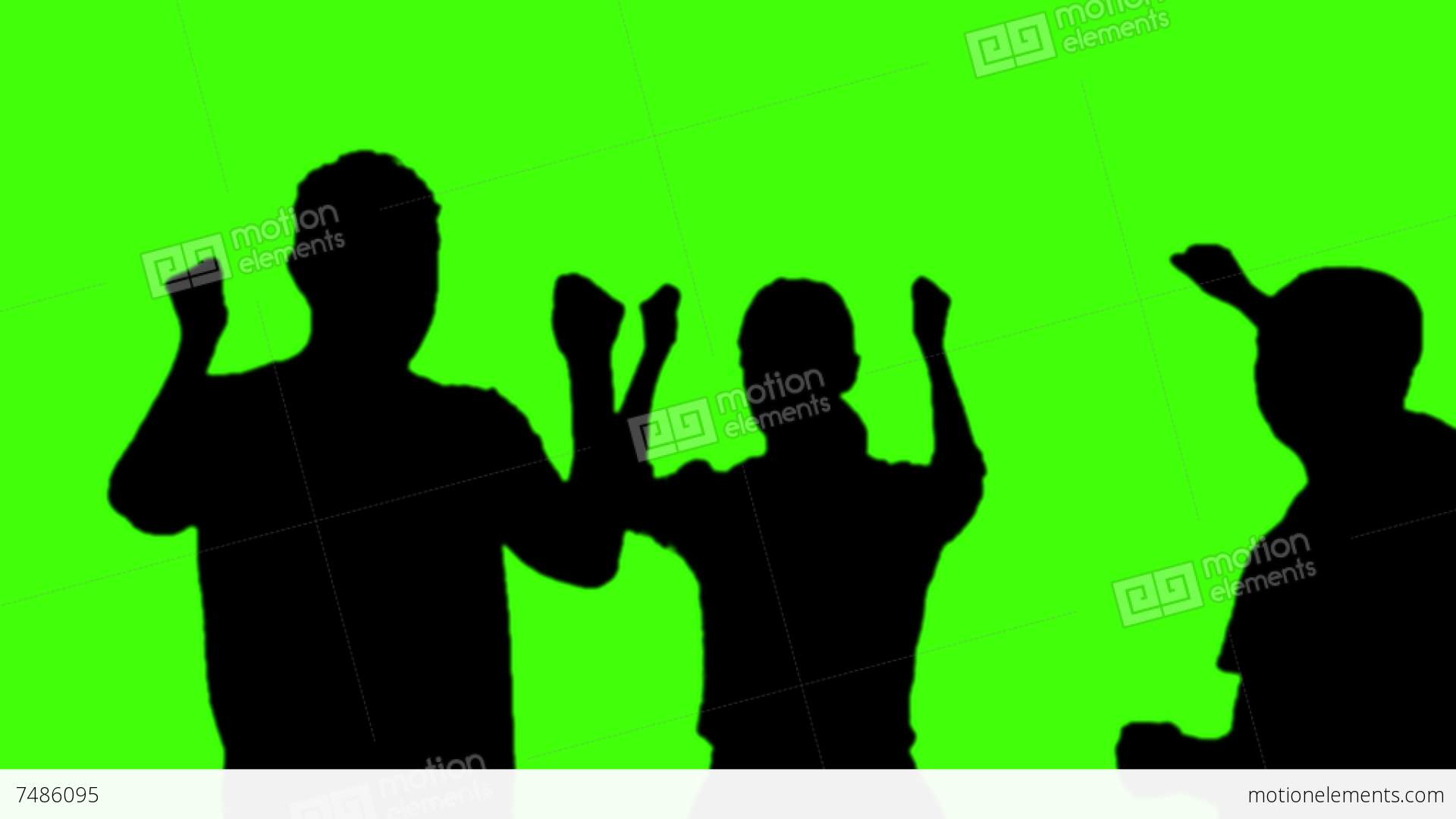 1920x1080 Silhouette People Party On Green Screen Stock Video Footage 7486095