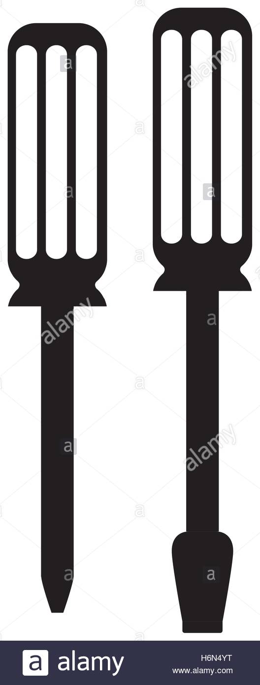 528x1390 Black Silhouette Of Flat Tip And Phillips Screwdriver Vector Stock