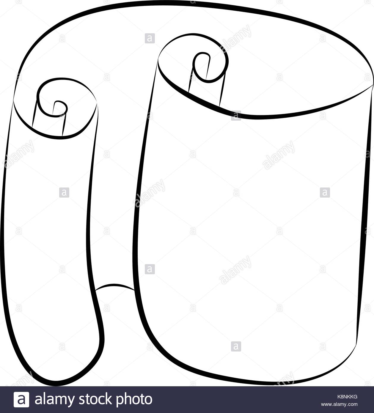 1258x1390 Paper Scroll Silhouette Vector Isolated On White Background. Empty