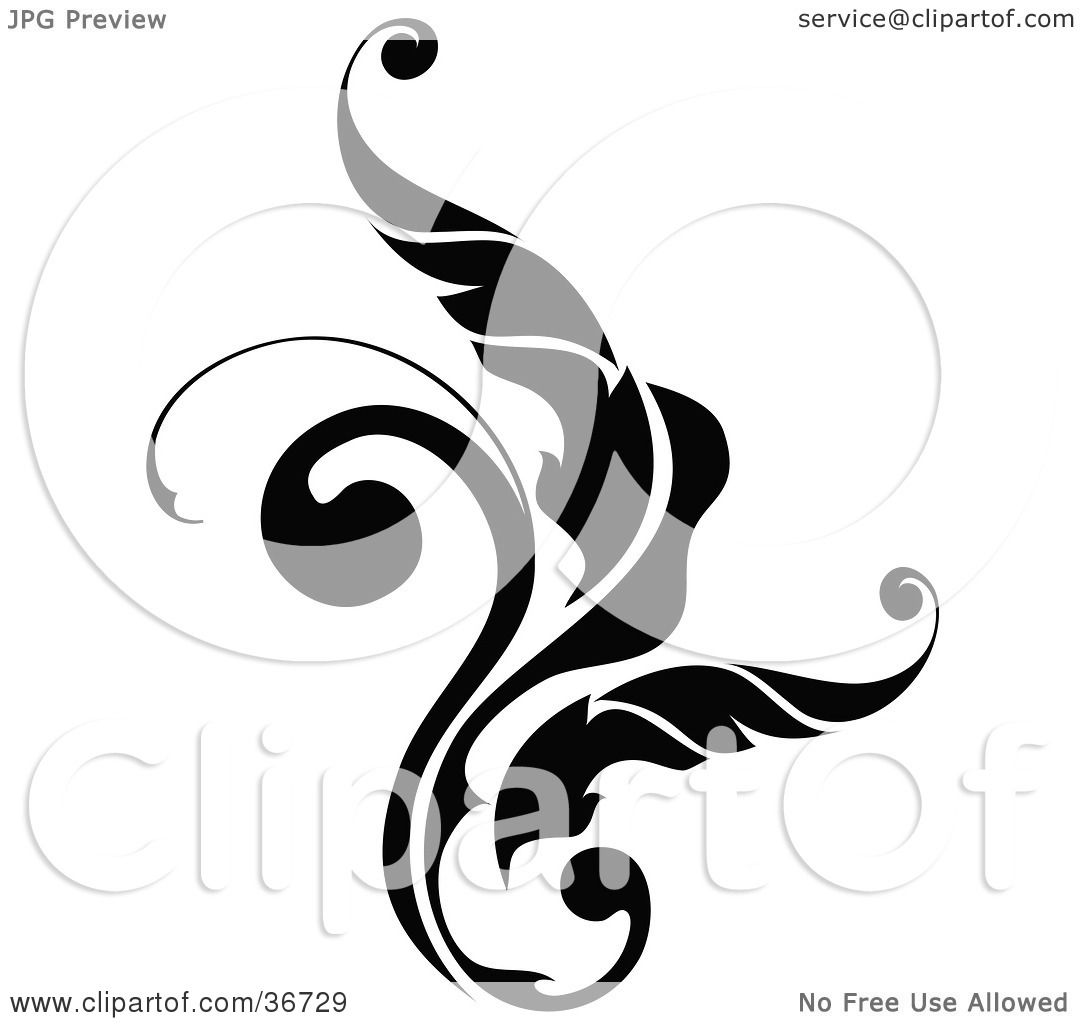1080x1024 Clipart Illustration Of A Black Ornamental Silhouetted Elegant