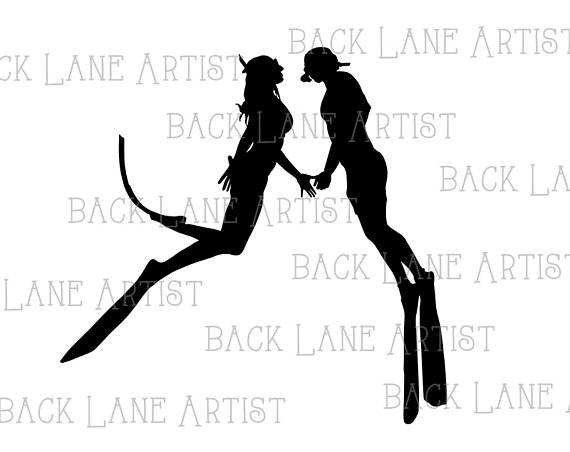 570x452 Couple Diver Scuba Diving Adventure Silhouette Clipart