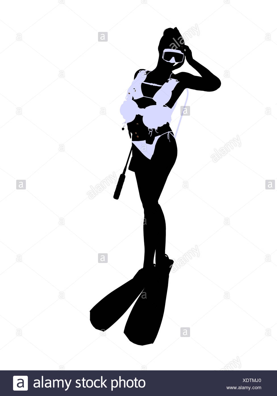 975x1390 Female Scuba Diver Illustration Silhouette Stock Photo 283899448