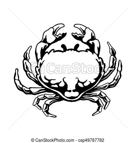 450x470 Crab Sea Animal Silhouette. Cancer Zodiac Vector Stock