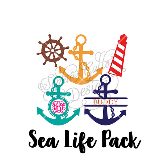 570x570 Sea Life Monogram Design Svg Dxf Digital Download Files