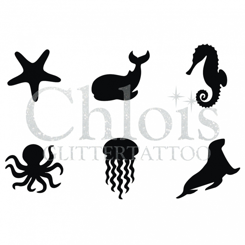 800x800 Stencils Sealife Glittertattoo