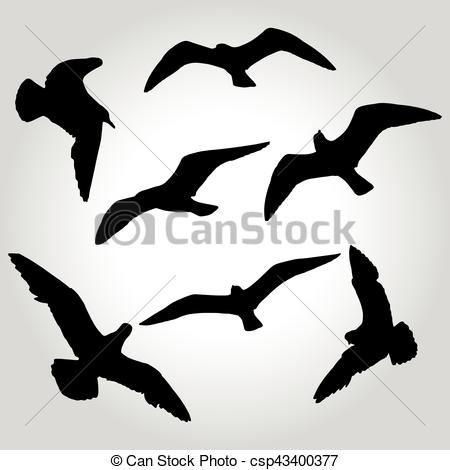 450x470 Seagull Silhouette Vector Illustration Vectors Illustration