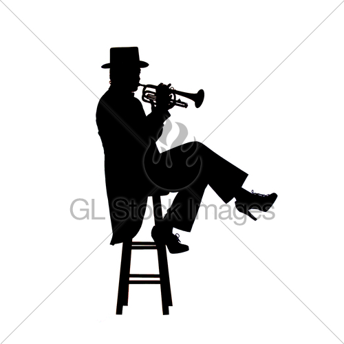 500x500 Silhouette Image Of A Woman Trumpet Player Gl Stock Images