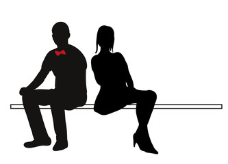 333x240 Vector, Isolated Set Silhouettes Seated People Collection