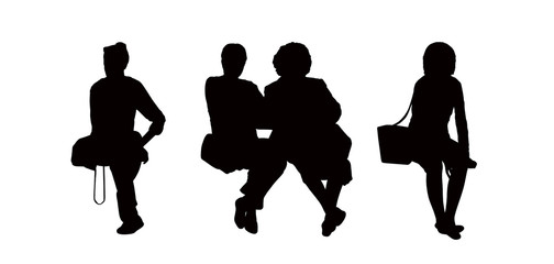 504x240 People Seated Outdoor Silhouettes Set 8