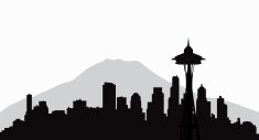 235x127 Seattle City Skyline Silhouette Background Premium Clipart