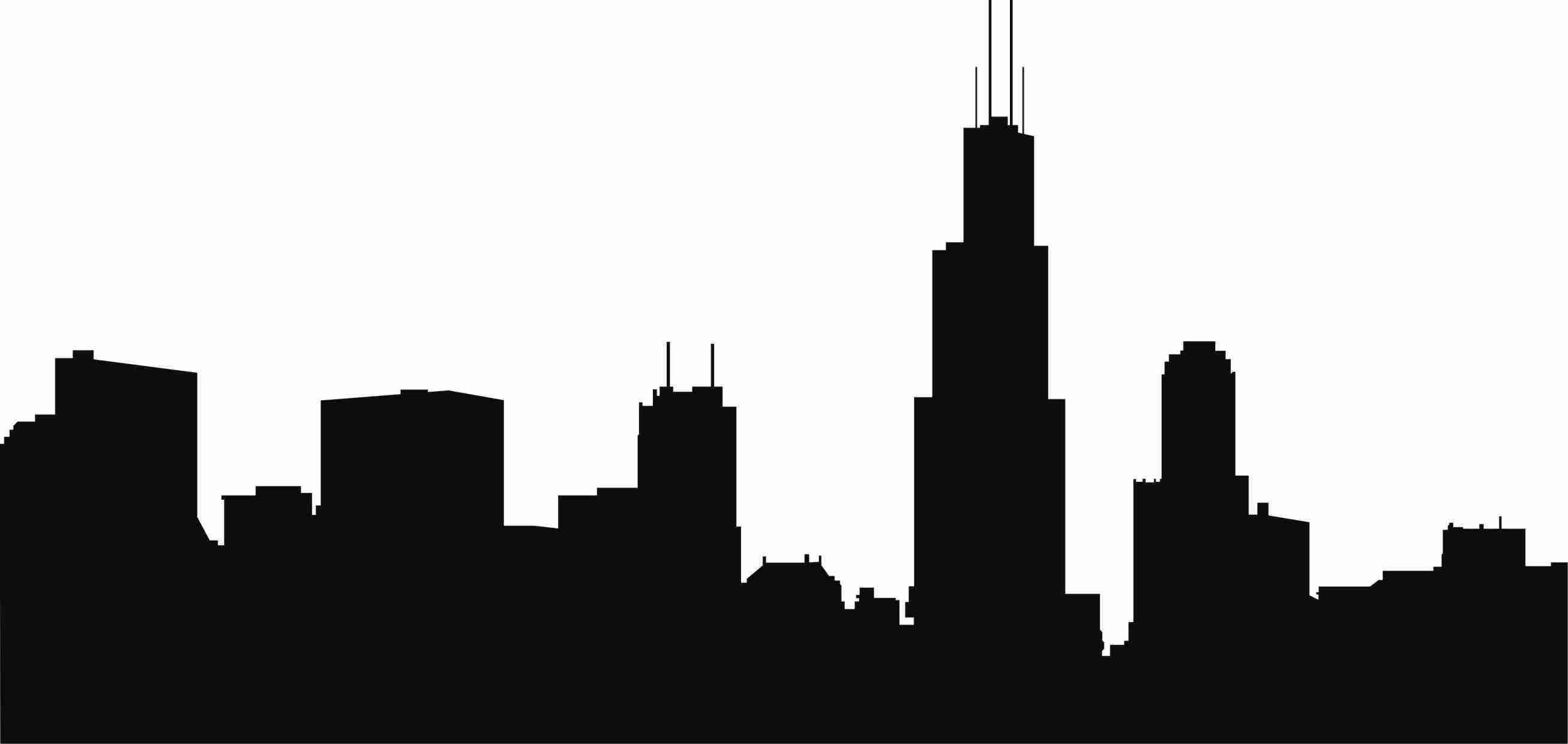 2613x1240 Seattle Skyline Outline Free Download Best Inside Chicago Drawing