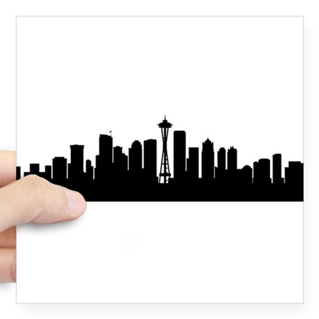 460x460 Seattle Skyline Silhouette Stickers