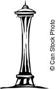 114x179 Space Needle. Observation Tower In Seattle. Vector Vector Clip