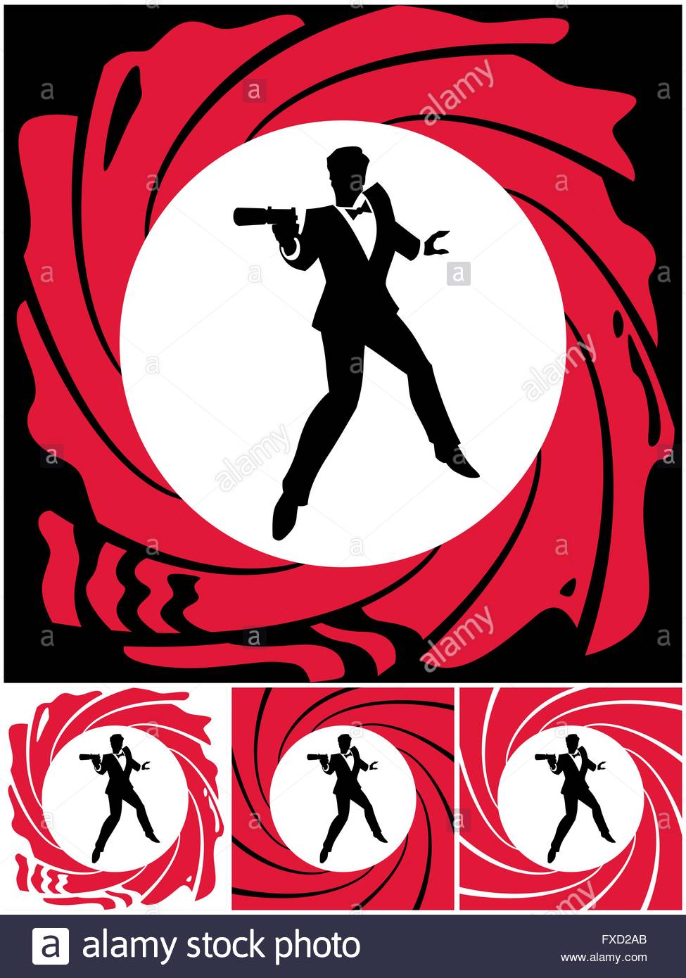 975x1390 Silhouette Of Secret Agent. No Transparency And Gradients Used
