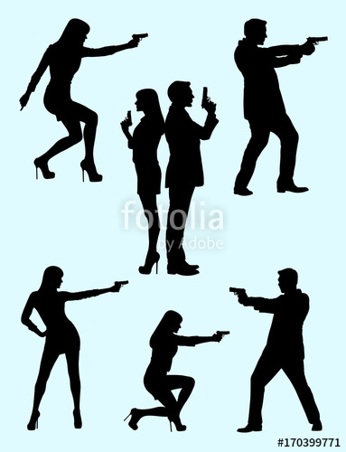 383x500 Detective, Police, Security, Secret Agent Gesture Silhouette 01