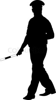 180x320 Silhouette, Police Stopped A Car With A Rod. Vector Illustration