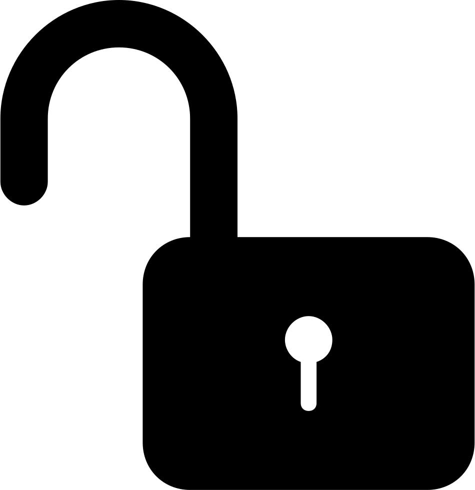 950x980 Unlocked Padlock Silhouette Security Interface Symbol Svg Png Icon
