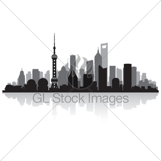 325x325 Shanghai China City Skyline Vector Silhouette Gl Stock Images