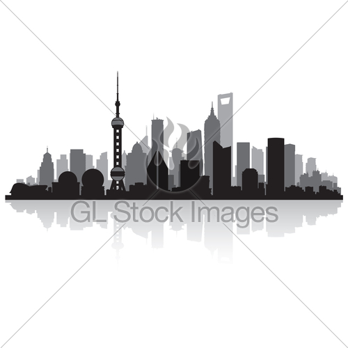 500x500 Shanghai China City Skyline Silhouette Gl Stock Images