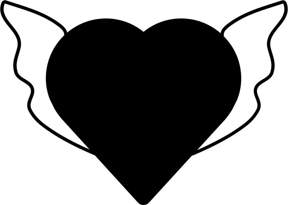 982x699 Heart Shape Silhouette With Wings Svg Png Icon Free Download