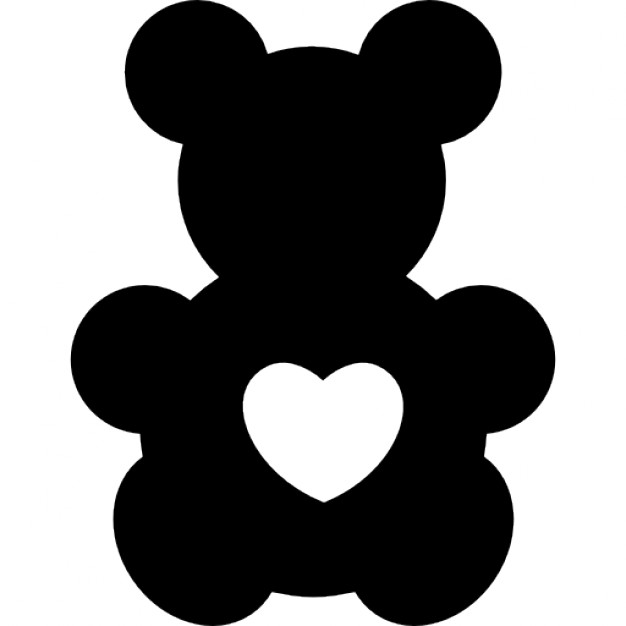 626x626 Bear Toy Silhouette With A Heart Shape Icons Free Download