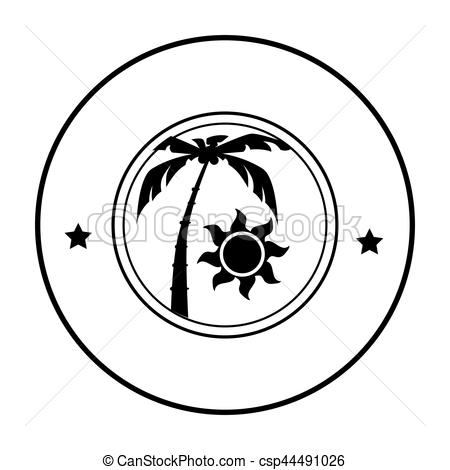 450x470 Circular Shape Silhouette Palm And Sun Vector Illustration Vector