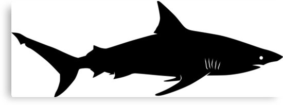 550x204 Blacktip Shark Silhouette (Black) Canvas Prints By