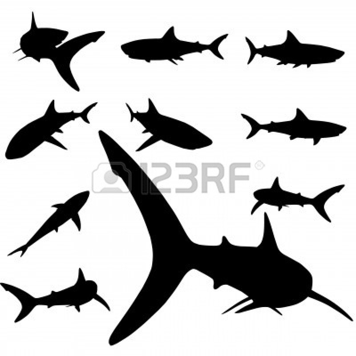 1200x1200 Great White Shark Clipart Silhouette