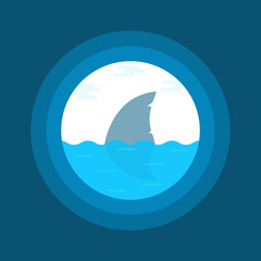 240x240 Simple Thin Line Shark In Wave Icon