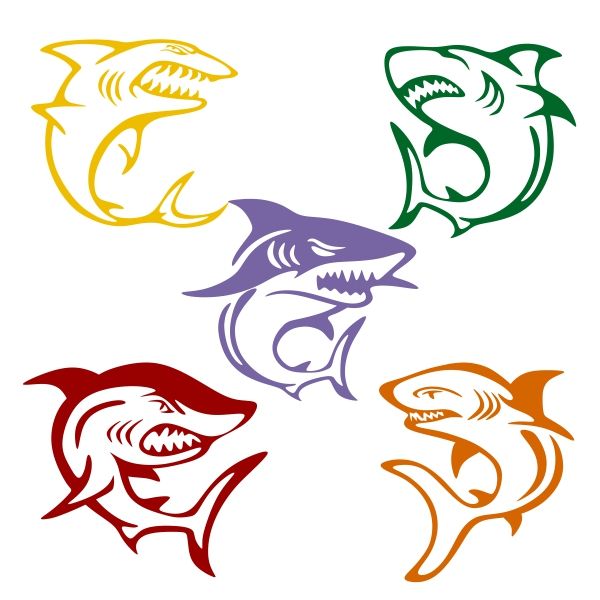 600x600 Shark Pack Cuttable Design Cut File. Vector, Clipart, Digital