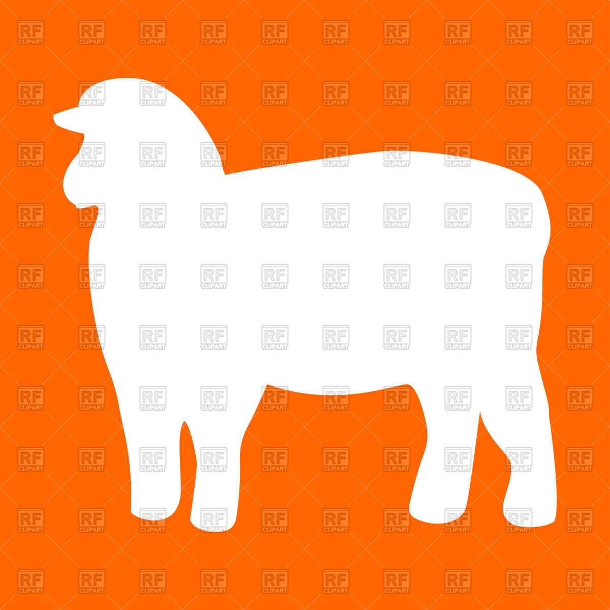 1200x1200 Sheep Silhouette On Orange Background Royalty Free Vector Clip Art