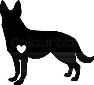 320x290 Black Outline Silhouette Of German Shepherd Dog Standig Sideway