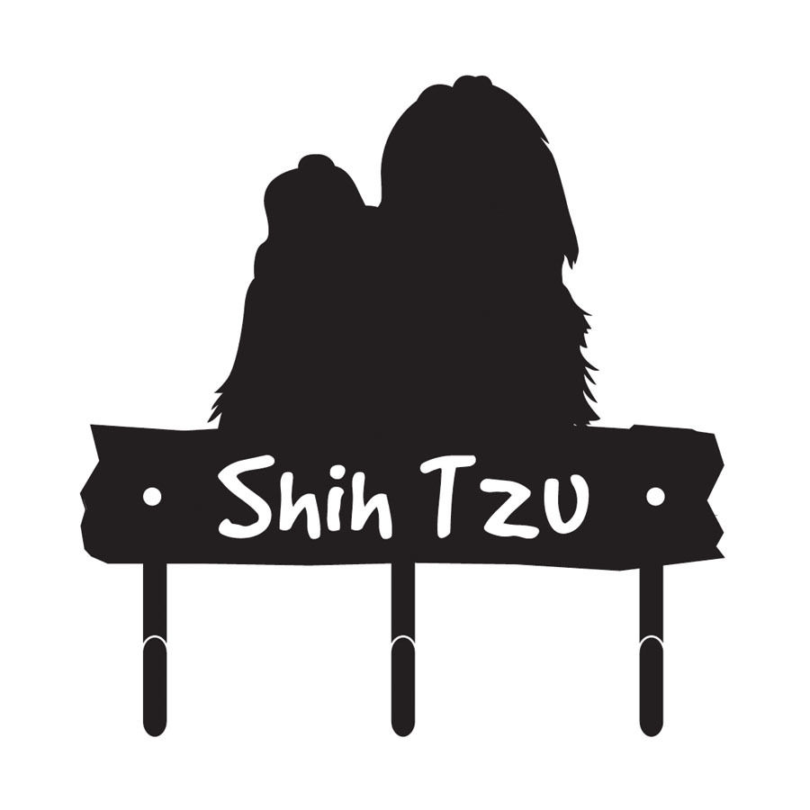 900x900 Shih Tzu Dog Breed Silhouette Leash Hook Holder Amp Key Rack Metal
