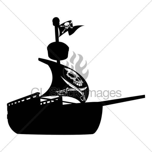 500x500 Pirate Ship Silhouette Gl Stock Images