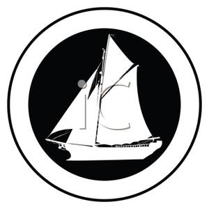 300x300 Free Clipart Image A White Silhouette Of A Ship In A Circle