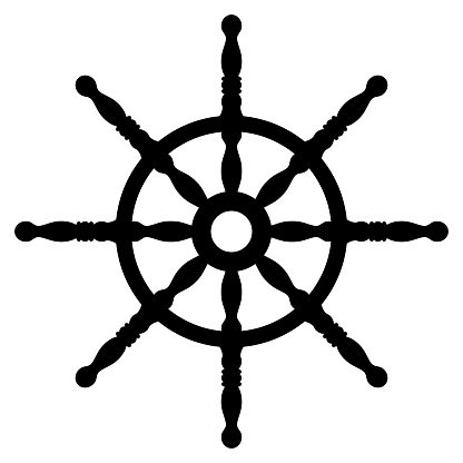 416x416 Ship Wheel Silhouette Isolated On White Premium Clipart