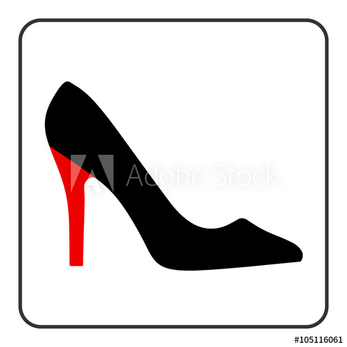 500x500 High Heel Shoes Icon. Elegant Black And Red Silhouette