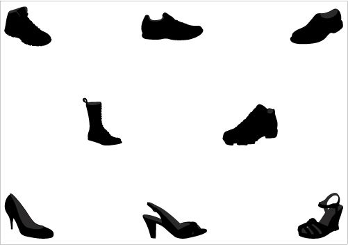 501x352 Shoe Silhouette Vector Graphics Pack