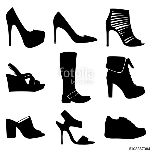 500x500 Women Shoes Vector Set On White Background. Shoes Vector
