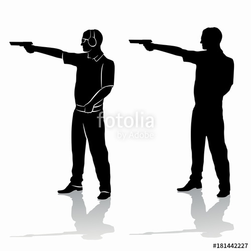 500x500 Silhouette Of A Shooter From A Gun , Vector Draw Stock Image