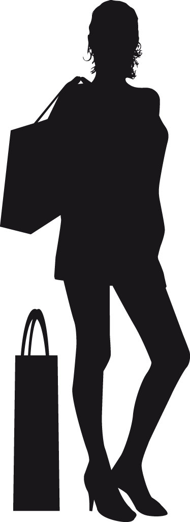 374x1025 Lady Shopper Silhouette Wall Sticker
