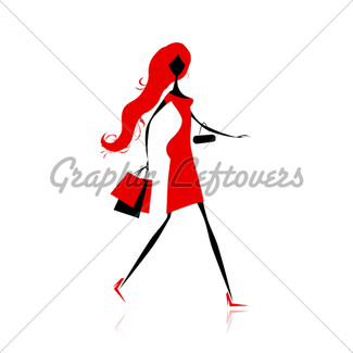 325x325 Fashion Girl Silhouette With Shopping Bag Gl Stock Images