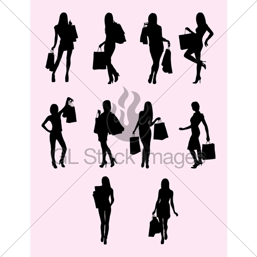 500x500 Shopping Woman Activity Silhouette Gl Stock Images
