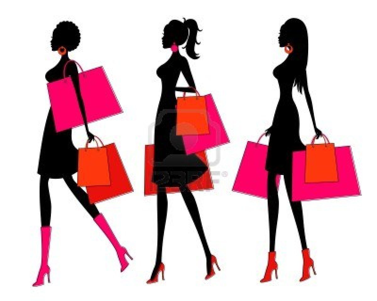 1200x960 Vector Illustration Of Three Young Women Holding Shopping Bags