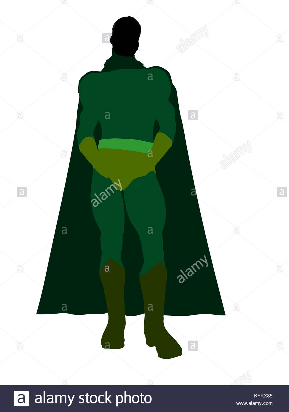 975x1390 Male Super Hero Silhouette Dressed In Shorts On A White Background