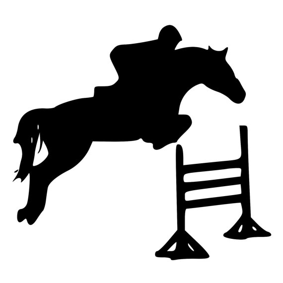 570x570 Horse Jumping Over Fence Die Cut Decal Car Window Wall Bumper