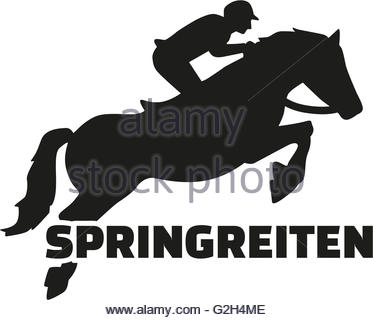 373x320 Show Jumping Rider, German Word With Silhouette Stock Vector Art