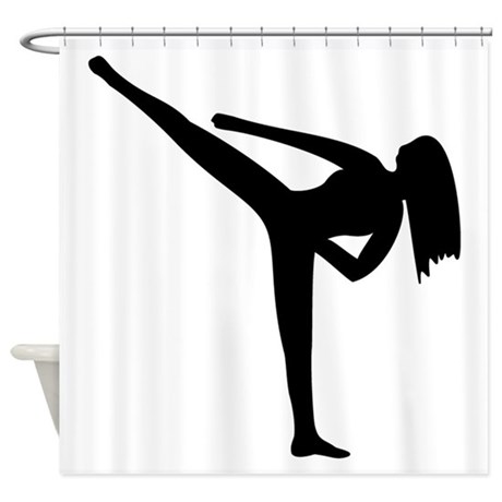 460x460 Karate Silhouette Shower Curtain By Myfungraphics